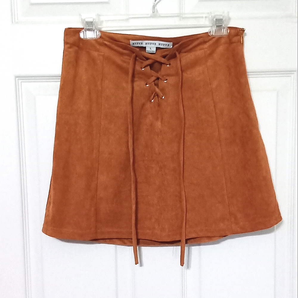 Hyfve Faux Suede Mini Skirt Size Large.